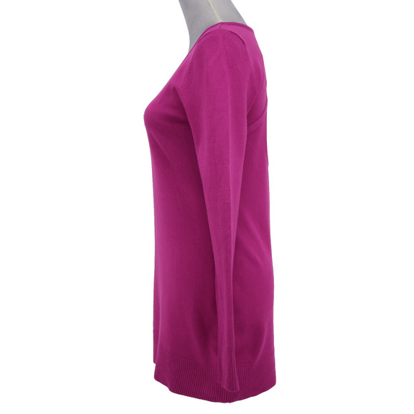 Bebe Sweater Womens XL Pink Sequins Stretch Knit Tunic V-neck Open Back New - Picture 14 of 16